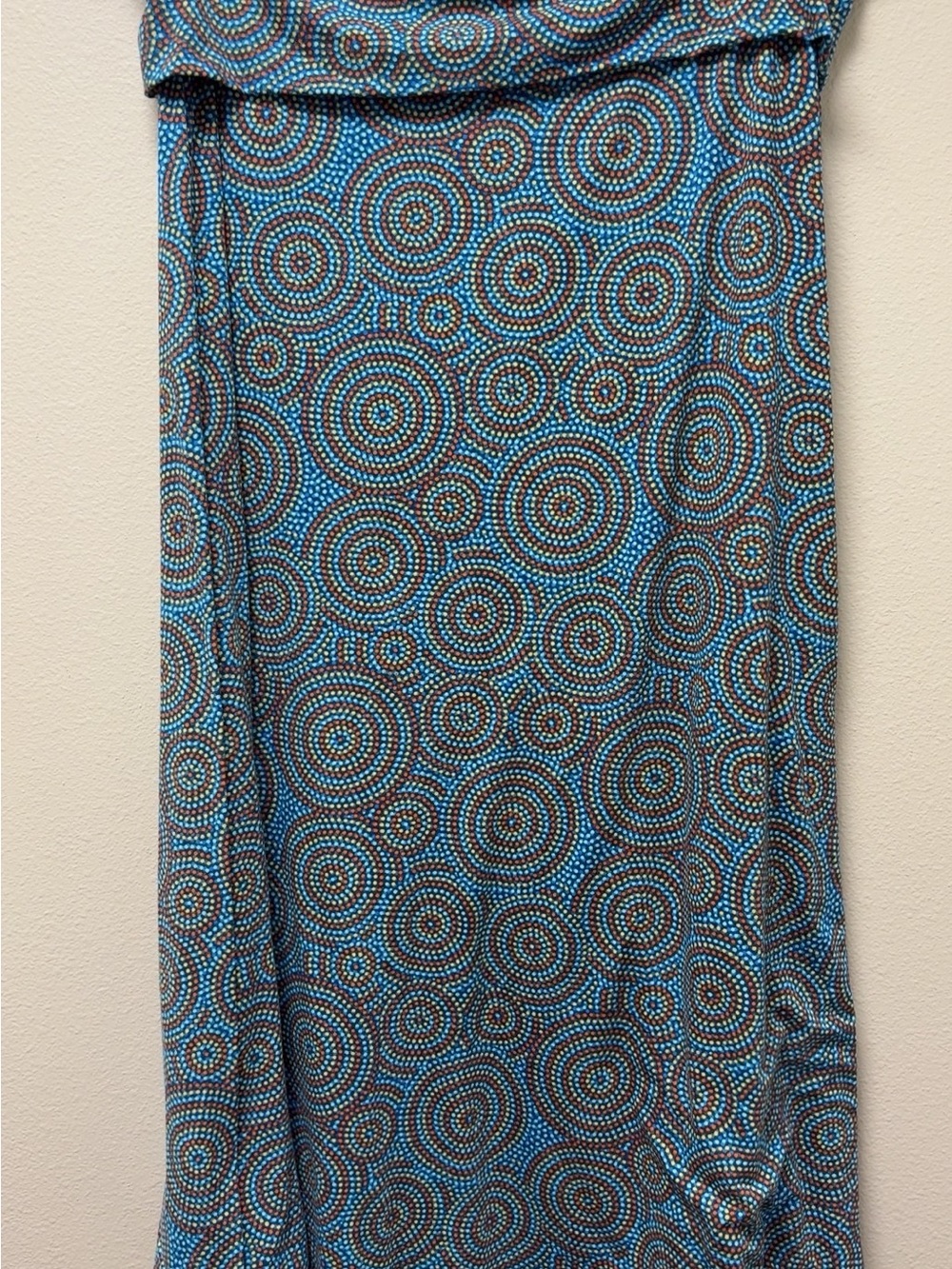 LuLaRoe Womens 2XL Blue Geometric Circle Print A-Line Long Skirt Pull On